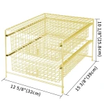 DESIGNA Desk Organizer Letter Tray Grid Wire Drawer Organizer Desktop Storage,Gold - Image 3