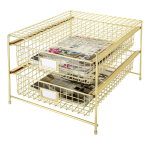DESIGNA Desk Organizer Letter Tray Grid Wire Drawer Organizer Desktop Storage,Gold - Image 4