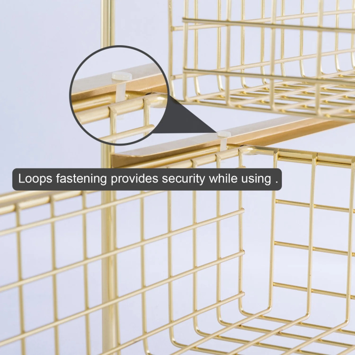 DESIGNA Desk Organizer Letter Tray Grid Wire Drawer Organizer Desktop Storage,Gold - Image 6