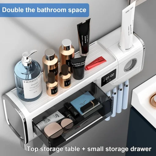 TINS UV Sanitizer Toothbrush for Bathroom, UV Sanitizer Toothbrush Holder, Wall Teeth, Automatic Toothpaste Dispenser, Toothbrush Organizer, USB Charging, 2000 mAh Battery-Green - Image 7