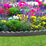 Flexi Curve Scalloped Garden Edging Rubber Landscape Scallop Lawn Border Edging Section 120cm (4ft), Grey, Pack of 1 - Image 2