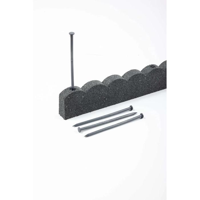 Flexi Curve Scalloped Garden Edging Rubber Landscape Scallop Lawn Border Edging Section 120cm (4ft), Grey, Pack of 1 - Image 3