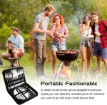 Camping Cutlery Set for 2 People - Portable Stainless Steel Outdoor Tableware Set for Camping, Picnic and Travel - with Knife, Fork, Spoon and Plate in Carry Bag - Image 3