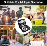 Camping Cutlery Set for 2 People - Portable Stainless Steel Outdoor Tableware Set for Camping, Picnic and Travel - with Knife, Fork, Spoon and Plate in Carry Bag - Image 4