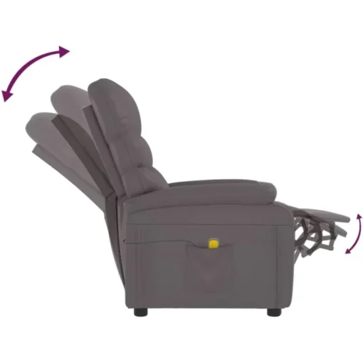 vidaXL Massage Chair Home Office Furniture Adjustable Wingback Sofa Massage Reclining Push Chair TV Recliner Armchair Grey Faux Leather - Image 7