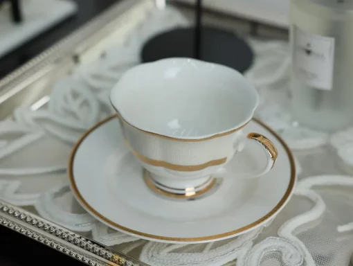 2-piece gold porcelain tea cup set - Image 5