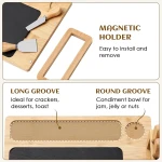 Wooden Cheese Board with Slate Plate + 4 Piece Cheese Knife Set 22.5 x 22.5 x 3.5cm - Image 4