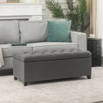 Adeco 40" Storage Ottoman Bench for Living Room - Grey