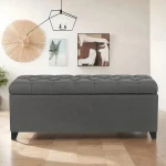 Adeco 40" Storage Ottoman Bench for Living Room - Grey - Image 5