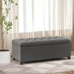Adeco 40" Storage Ottoman Bench for Living Room - Grey - Image 6