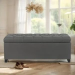 Adeco 40" Storage Ottoman Bench for Living Room - Grey - Image 7