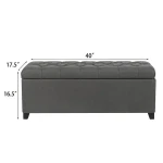 Adeco 40" Storage Ottoman Bench for Living Room - Grey - Image 8