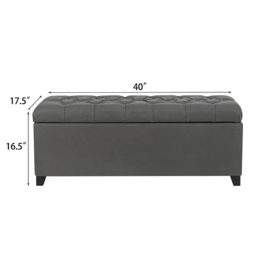 Adeco 40" Storage Ottoman Bench for Living Room - Grey - Image 8