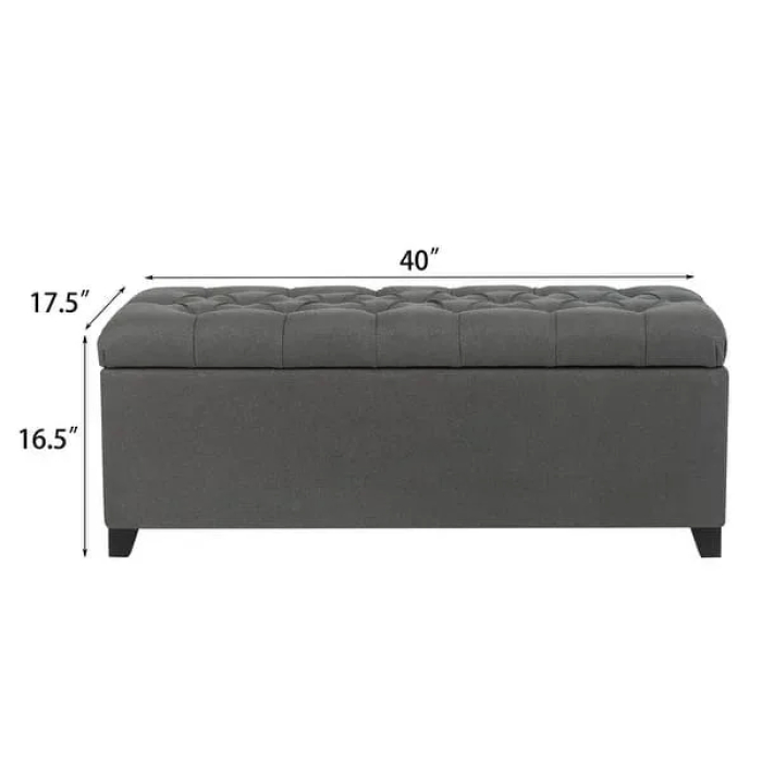 Adeco 40" Storage Ottoman Bench for Living Room - Grey - Image 8
