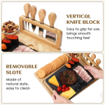 Wooden Cheese Board with Slate Plate + 4 Piece Cheese Knife Set 22.5 x 22.5 x 3.5cm - Image 5
