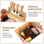 Wooden Cheese Board with Slate Plate + 4 Piece Cheese Knife Set 22.5 x 22.5 x 3.5cm - Image 5