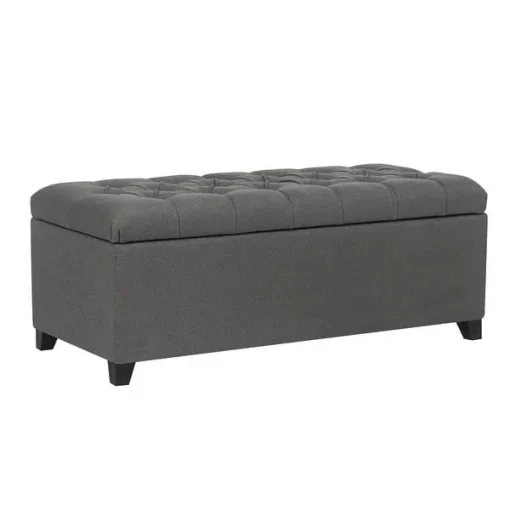 Adeco 40" Storage Ottoman Bench for Living Room - Grey - Image 9