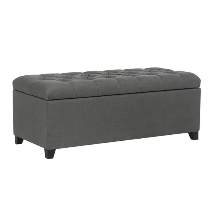 Adeco 40" Storage Ottoman Bench for Living Room - Grey - Image 9