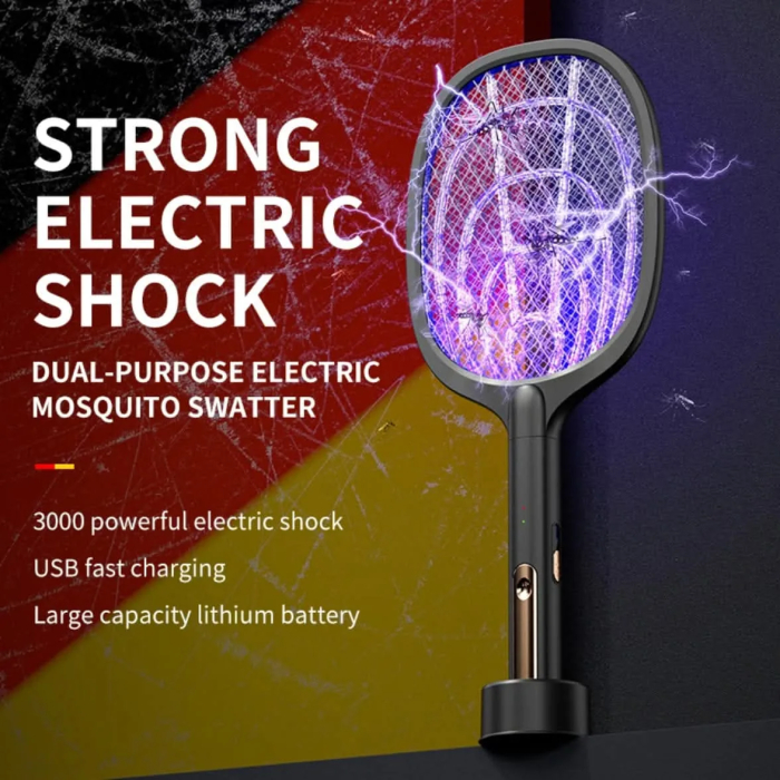 Electric fly swatter for mosquitoes moths insects with uv lamp with stand - Image 11