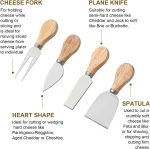 Wooden Cheese Board with Slate Plate + 4 Piece Cheese Knife Set 22.5 x 22.5 x 3.5cm - Image 7