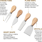 Wooden Cheese Board with Slate Plate + 4 Piece Cheese Knife Set 22.5 x 22.5 x 3.5cm - Image 7