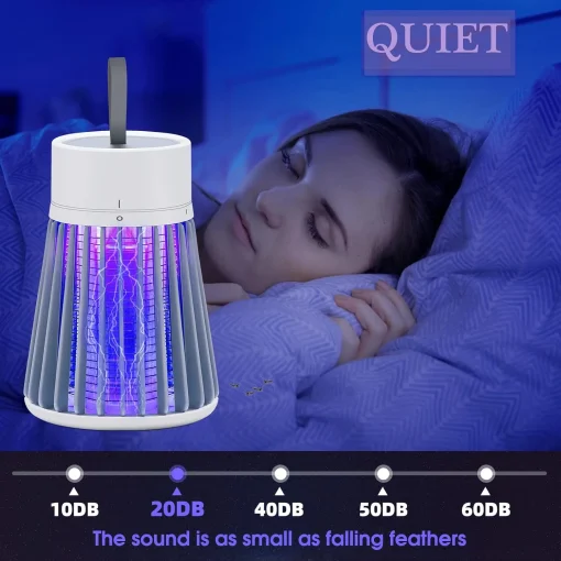 Rechargeable Mosquito Zapper for Home & Camping - UV Purple Light Electric Insect Trap, USB Charging, Safety Grid, Indoor/Outdoor Bug Killer (Gray) - Image 2