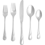 Amazon Basics 20-Piece Stainless Steel Modern Finish Flatware Set, Service for 4, Silver - Image 2