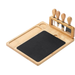 Wooden Cheese Board with Slate Plate + 4 Piece Cheese Knife Set 22.5 x 22.5 x 3.5cm - Image 9