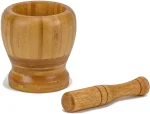 DecorRack Mortar and Pestle, 100% Natural Bamboo Spice Grinder, Decorative 4 inch Wooden Mortar and Pestle Set for Kitchen - Image 2