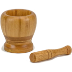 DecorRack Mortar and Pestle, 100% Natural Bamboo Spice Grinder, Decorative 4 inch Wooden Mortar and Pestle Set for Kitchen - Image 2