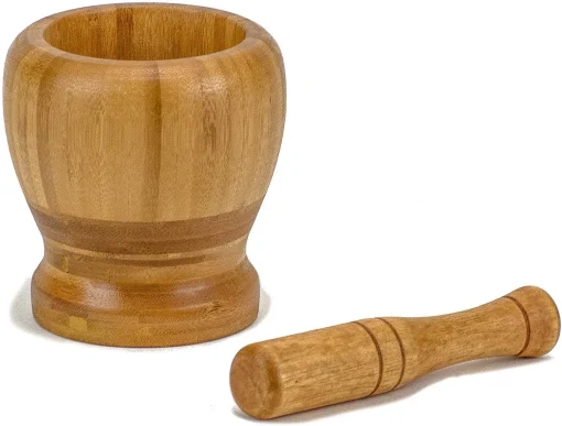 DecorRack Mortar and Pestle, 100% Natural Bamboo Spice Grinder, Decorative 4 inch Wooden Mortar and Pestle Set for Kitchen - Image 2