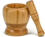 DecorRack Mortar and Pestle, 100% Natural Bamboo Spice Grinder, Decorative 4 inch Wooden Mortar and Pestle Set for Kitchen - Image 3