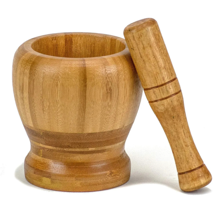 DecorRack Mortar and Pestle, 100% Natural Bamboo Spice Grinder, Decorative 4 inch Wooden Mortar and Pestle Set for Kitchen - Image 3