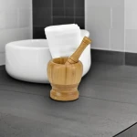 DecorRack Mortar and Pestle, 100% Natural Bamboo Spice Grinder, Decorative 4 inch Wooden Mortar and Pestle Set for Kitchen - Image 4