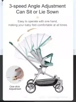 LIYI99 Lightweight One-Hand Fold Stroller, Multi-Mode Reclining Travel Stroller, Oversized Canopy, Extra Large Storage - Image 4