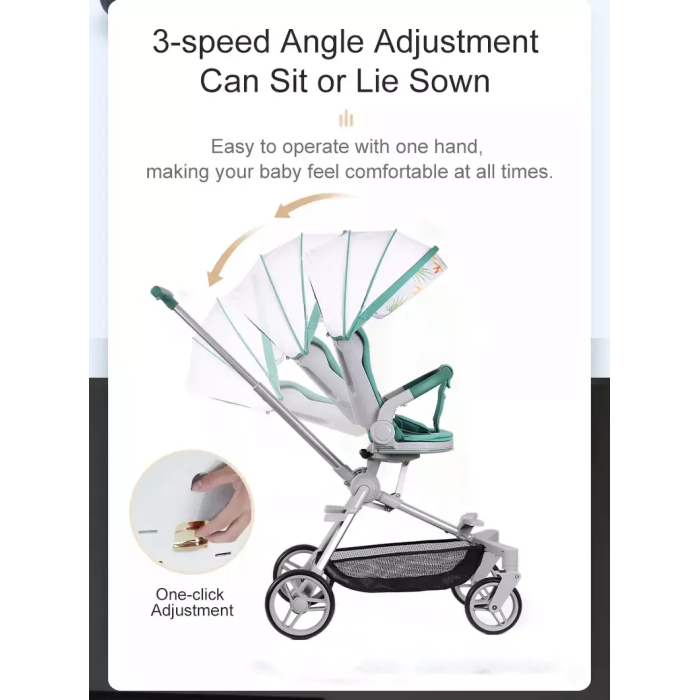 LIYI99 Lightweight One-Hand Fold Stroller, Multi-Mode Reclining Travel Stroller, Oversized Canopy, Extra Large Storage - Image 4