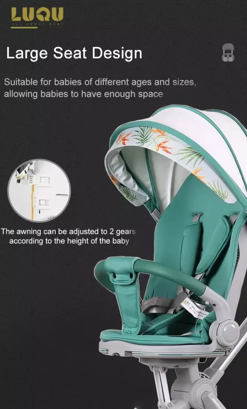 LIYI99 Lightweight One-Hand Fold Stroller, Multi-Mode Reclining Travel Stroller, Oversized Canopy, Extra Large Storage - Image 5