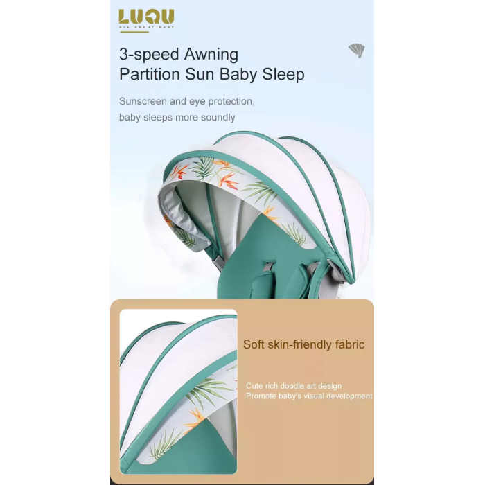 LIYI99 Lightweight One-Hand Fold Stroller, Multi-Mode Reclining Travel Stroller, Oversized Canopy, Extra Large Storage - Image 6