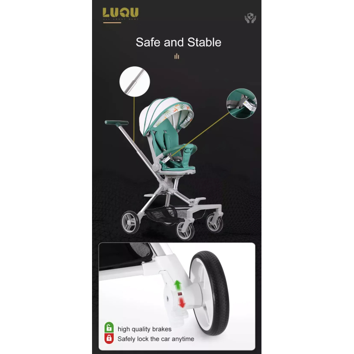 LIYI99 Lightweight One-Hand Fold Stroller, Multi-Mode Reclining Travel Stroller, Oversized Canopy, Extra Large Storage - Image 7