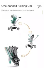 LIYI99 Lightweight One-Hand Fold Stroller, Multi-Mode Reclining Travel Stroller, Oversized Canopy, Extra Large Storage - Image 8