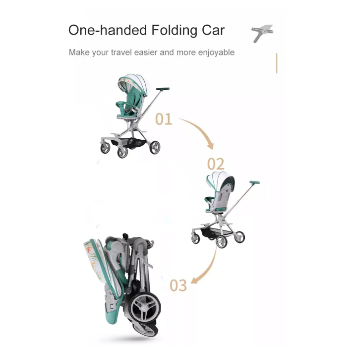 LIYI99 Lightweight One-Hand Fold Stroller, Multi-Mode Reclining Travel Stroller, Oversized Canopy, Extra Large Storage - Image 8