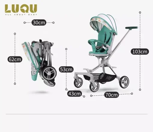 LIYI99 Lightweight One-Hand Fold Stroller, Multi-Mode Reclining Travel Stroller, Oversized Canopy, Extra Large Storage - Image 9