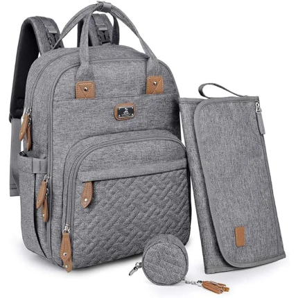 klineus Large Baby Changing Bag Backpack with Changing Mat and Pacifier Holder