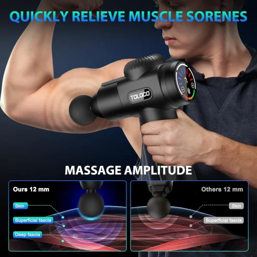 TOLOCO Massage Gun, Deep Tissue Back Massage for Athletes for Pain Relief, Percussion Massager with 10 Massages Heads & Silent Brushless Motor, Gifts... - Image 6